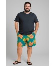 Short Estampado Tactel Elastano Extra Grande Plus Size flor Turquesa
