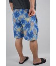 Short Estampado Elastano Plus Size Grande Bermuda flor Azul Claro