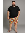 Short Estampado Tactel Elastano Extra Grande Bermuda Vermelho