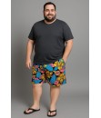 Short Estampado Tactel Elastano Extra Grande Bermuda Ciano