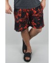 Short Estampado Elastano Plus Size Grande Bermuda floral Vermelho