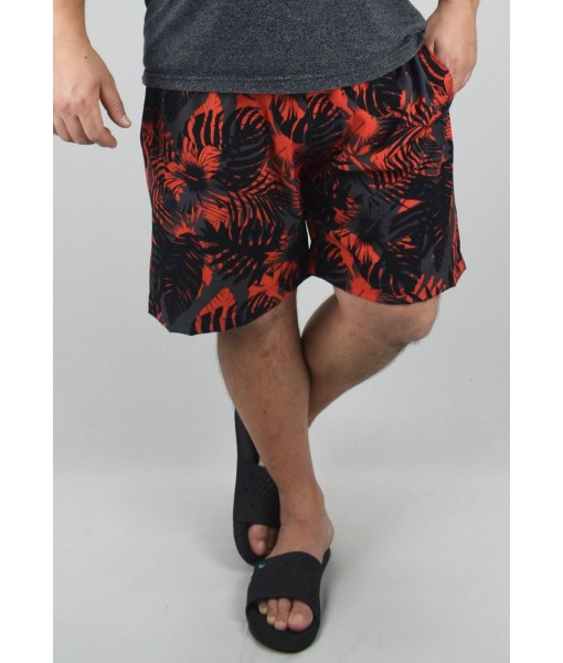 Short Estampado Elastano Plus Size Grande Bermuda floral Vermelho