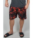 Short Estampado Elastano Plus Size Grande Bermuda floral Vermelho