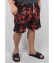 Short Estampado Elastano Plus Size Grande Bermuda floral Vermelho